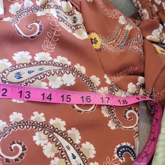 Dark Floral Patterned Fairygrunge  Blouse in Rust and Cream Wonens Size M - Picture 4 of 6